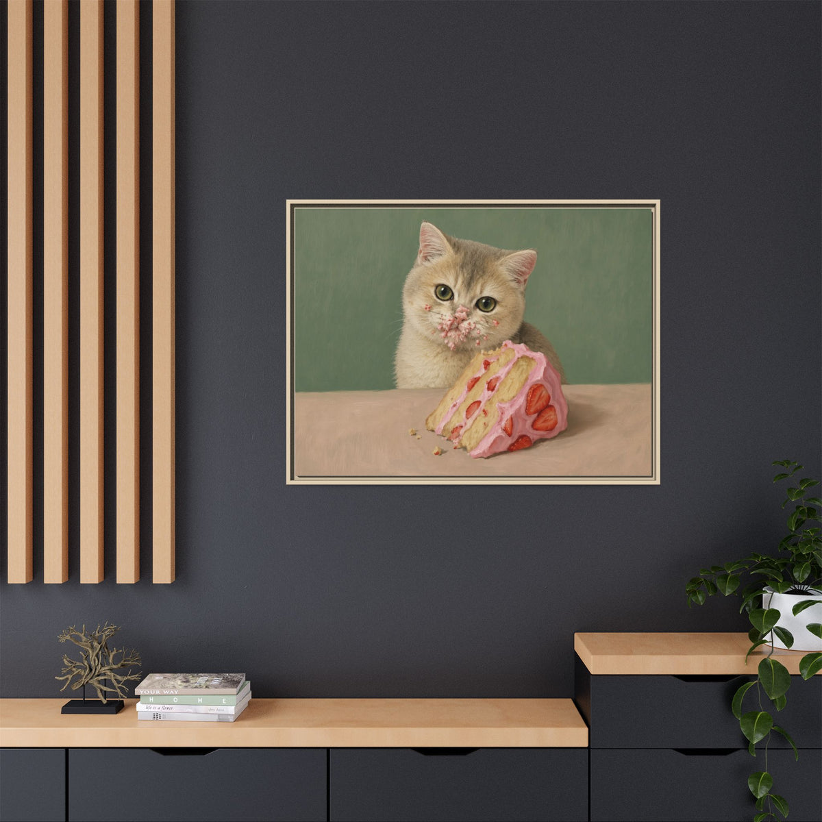 Matte Canvas, Framed | Who ate the cake?