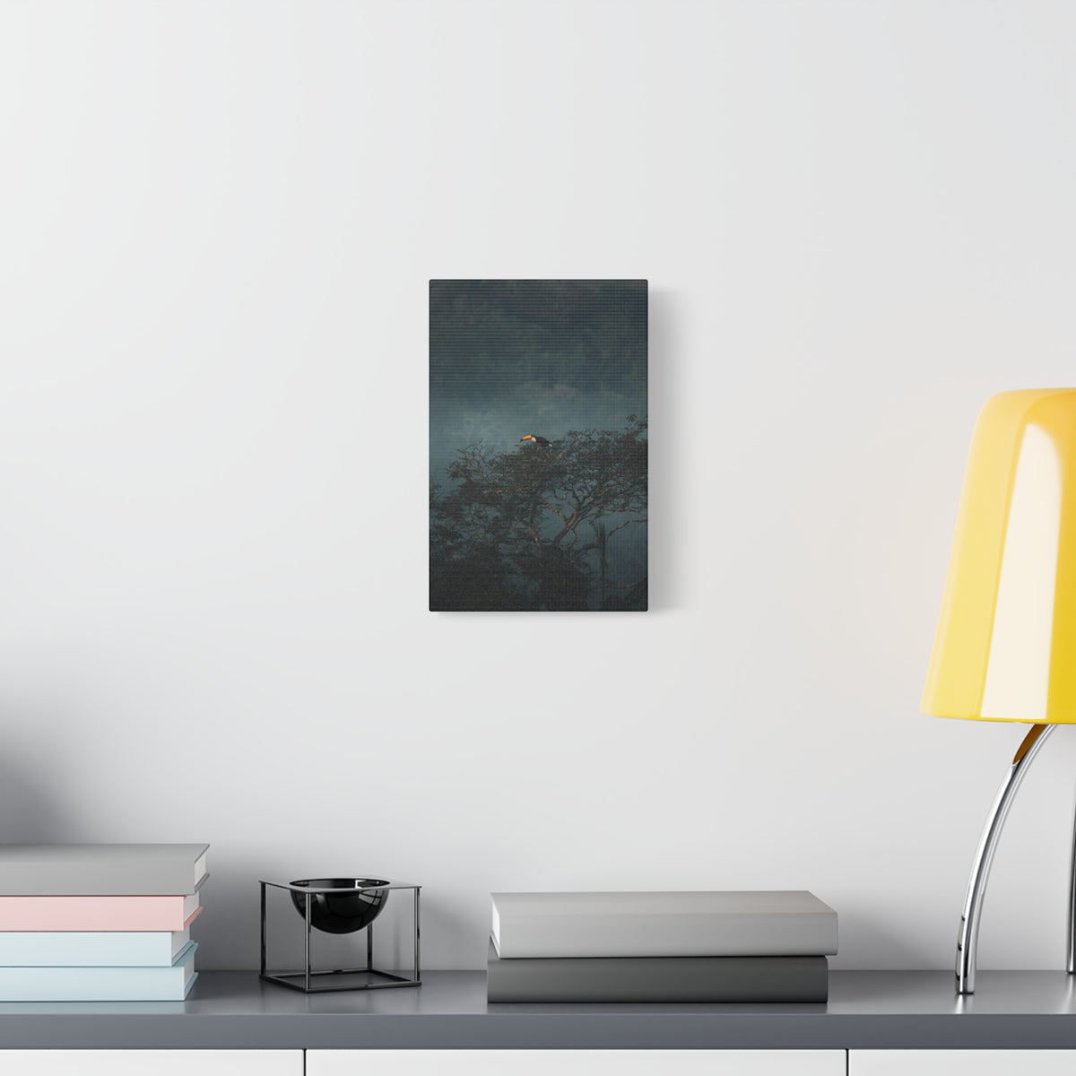 Toucan in Misty Jungle Canvas Print — Tropical Wildlife Wall Art