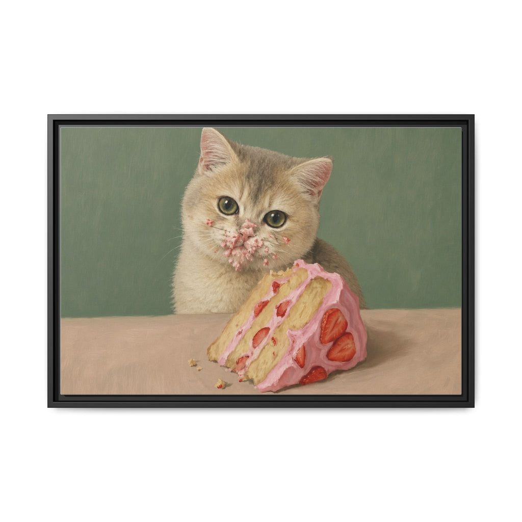 Matte Canvas, Framed | Who ate the cake?