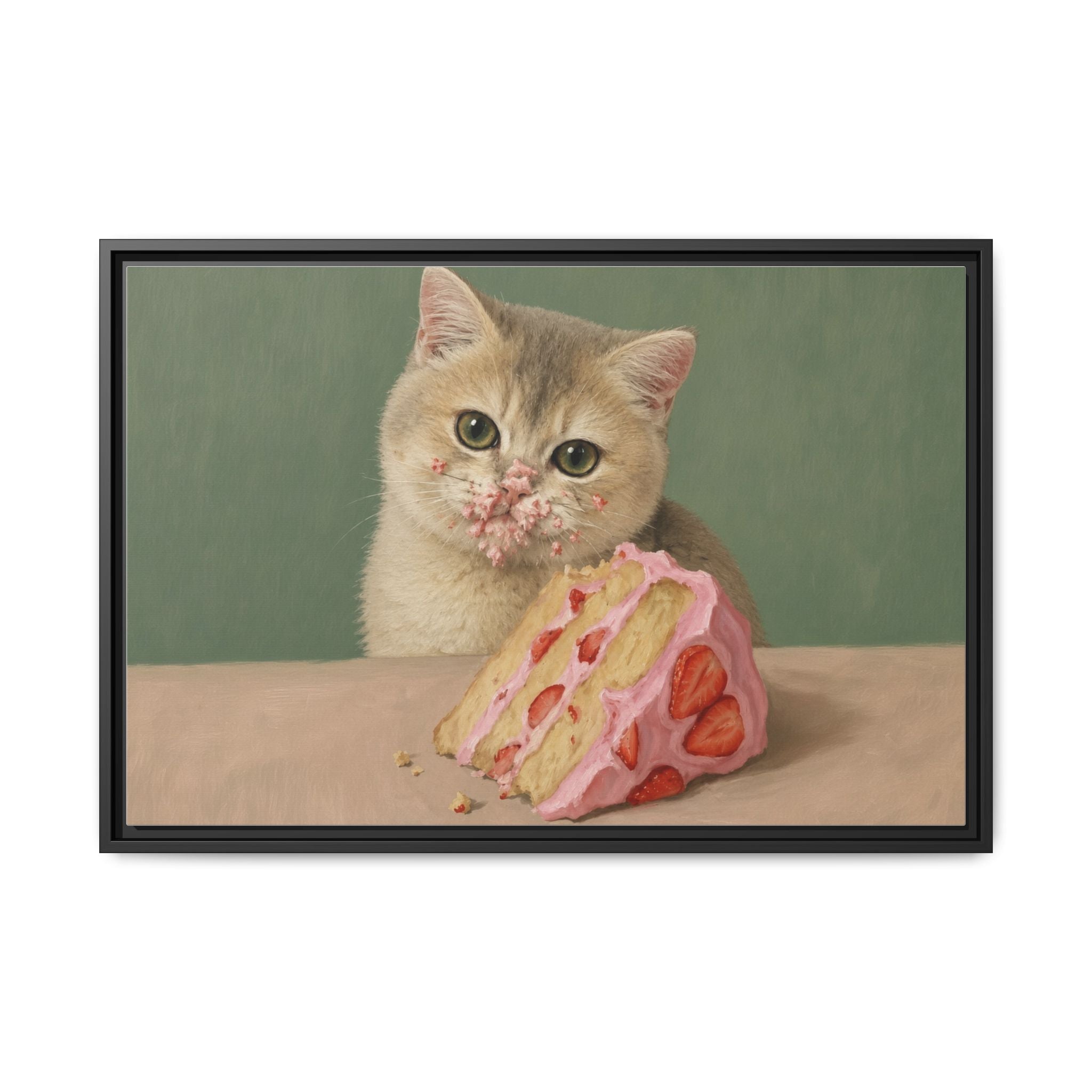 Matte Canvas, Framed | Who ate the cake?