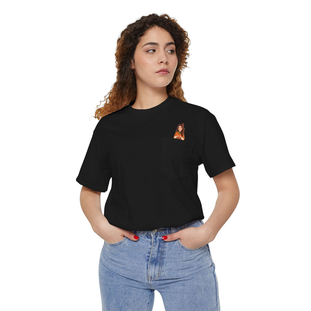 Cute Custom Halloween Pocket Tee, Personalized Cartoon Photo Shirt (Pet, Family)