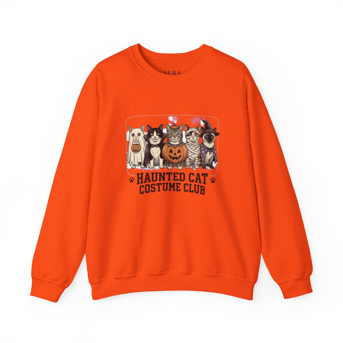 Haunted Cat Costume Club Crewneck | Halloween Pet Cat Graphic