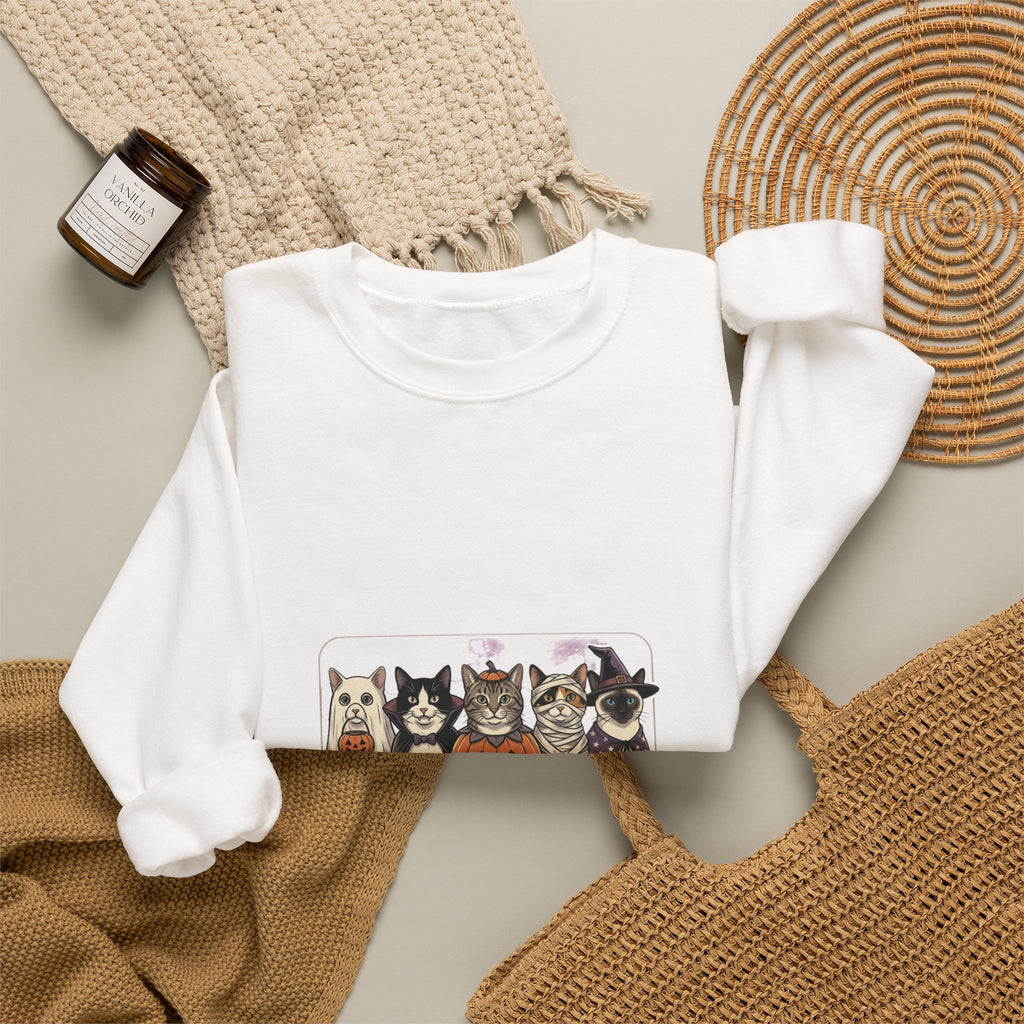 Haunted Cat Costume Club Crewneck | Halloween Pet Cat Graphic