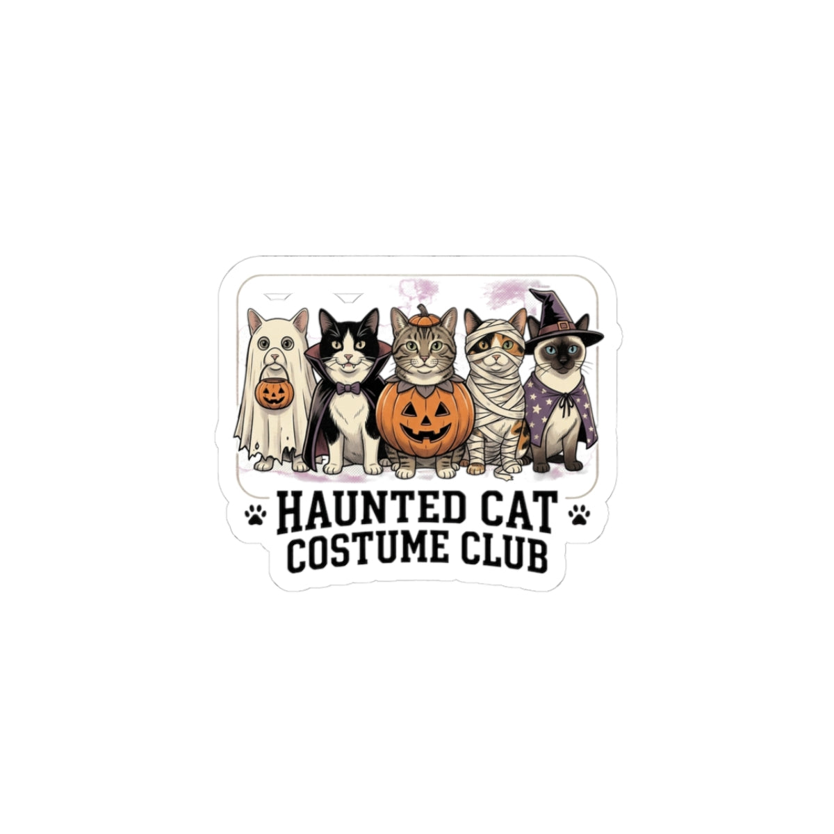 Sticker | Haunted Cat Costume Club  | Halloween Kitty Costume Vinyl