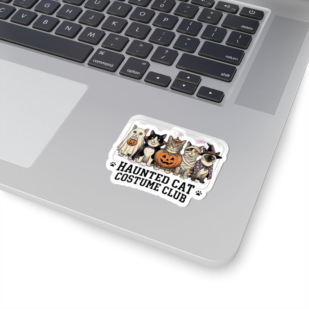 Haunted Cat Costume Club Sticker | Halloween Kitty Costume Vinyl
