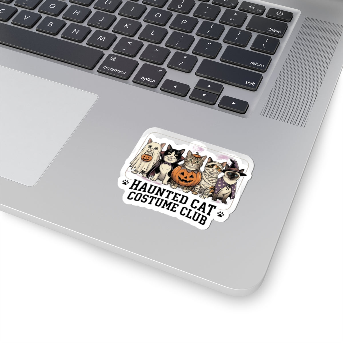 Haunted Cat Costume Club Sticker | Halloween Kitty Costume Vinyl