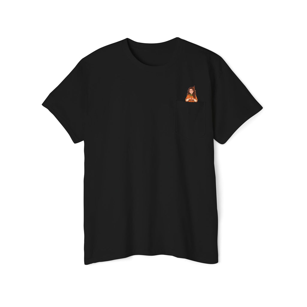 Cute Custom Halloween Pocket Tee, Personalized Cartoon Photo Shirt (Pet, Family)