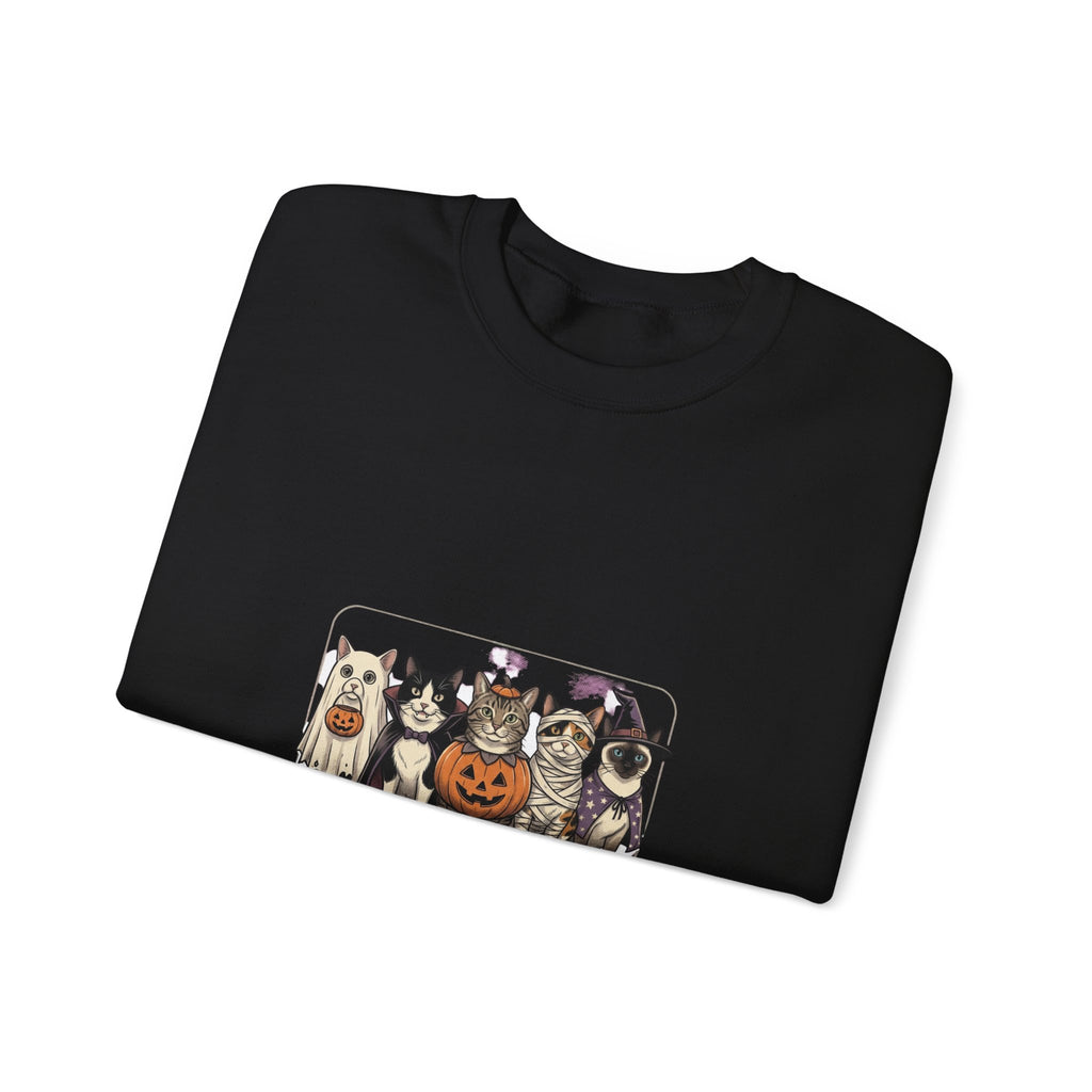 Haunted Cat Costume Club Crewneck | Halloween Pet Cat Graphic