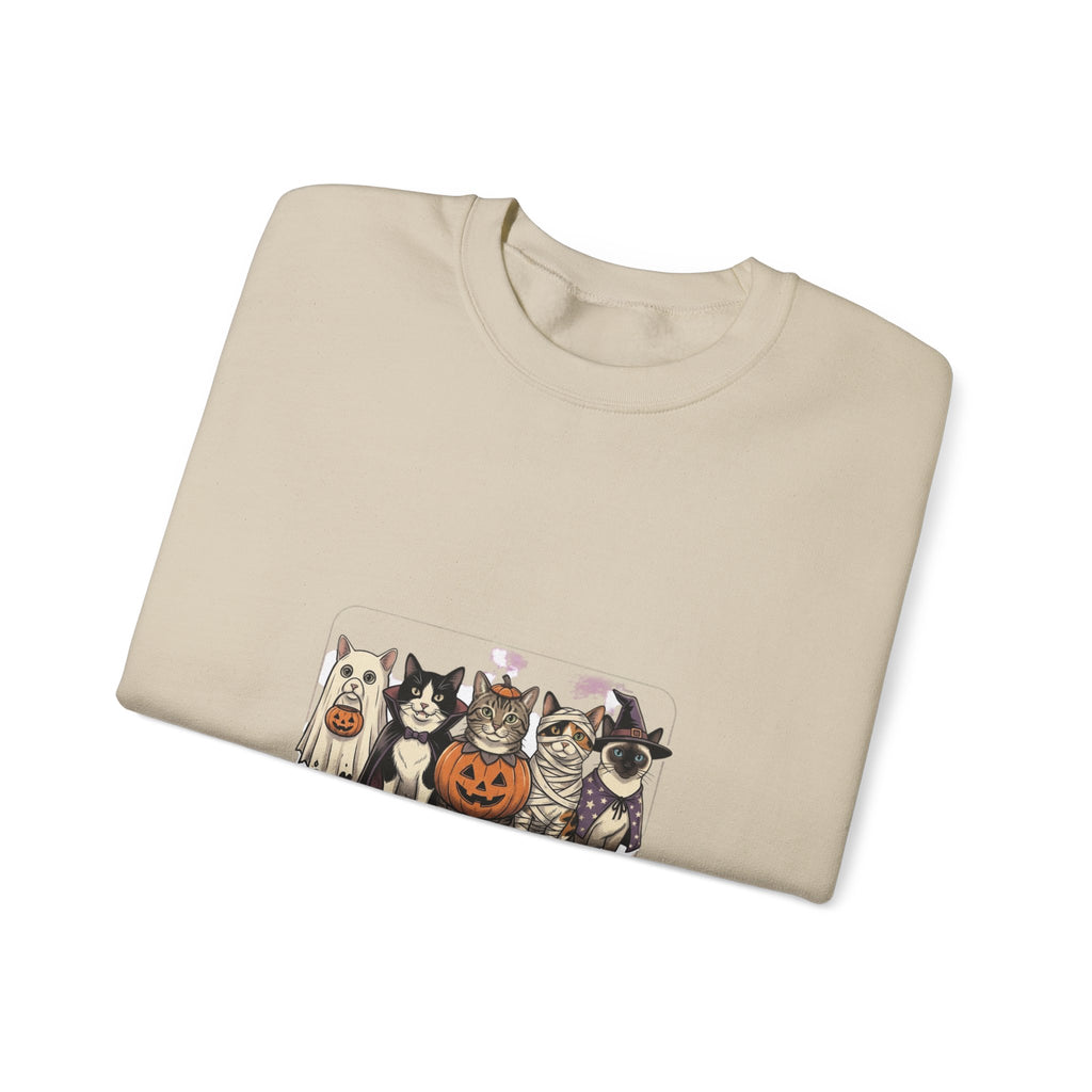 Haunted Cat Costume Club Crewneck | Halloween Pet Cat Graphic