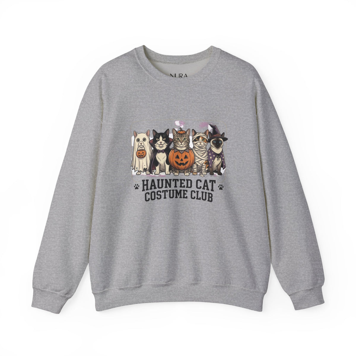 Haunted Cat Costume Club Crewneck | Halloween Pet Cat Graphic