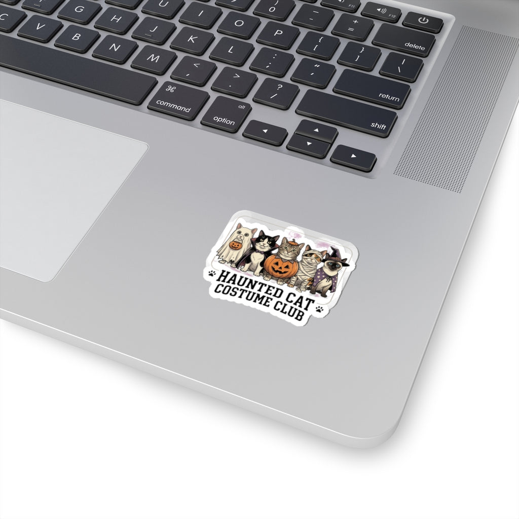Haunted Cat Costume Club Sticker | Halloween Kitty Costume Vinyl