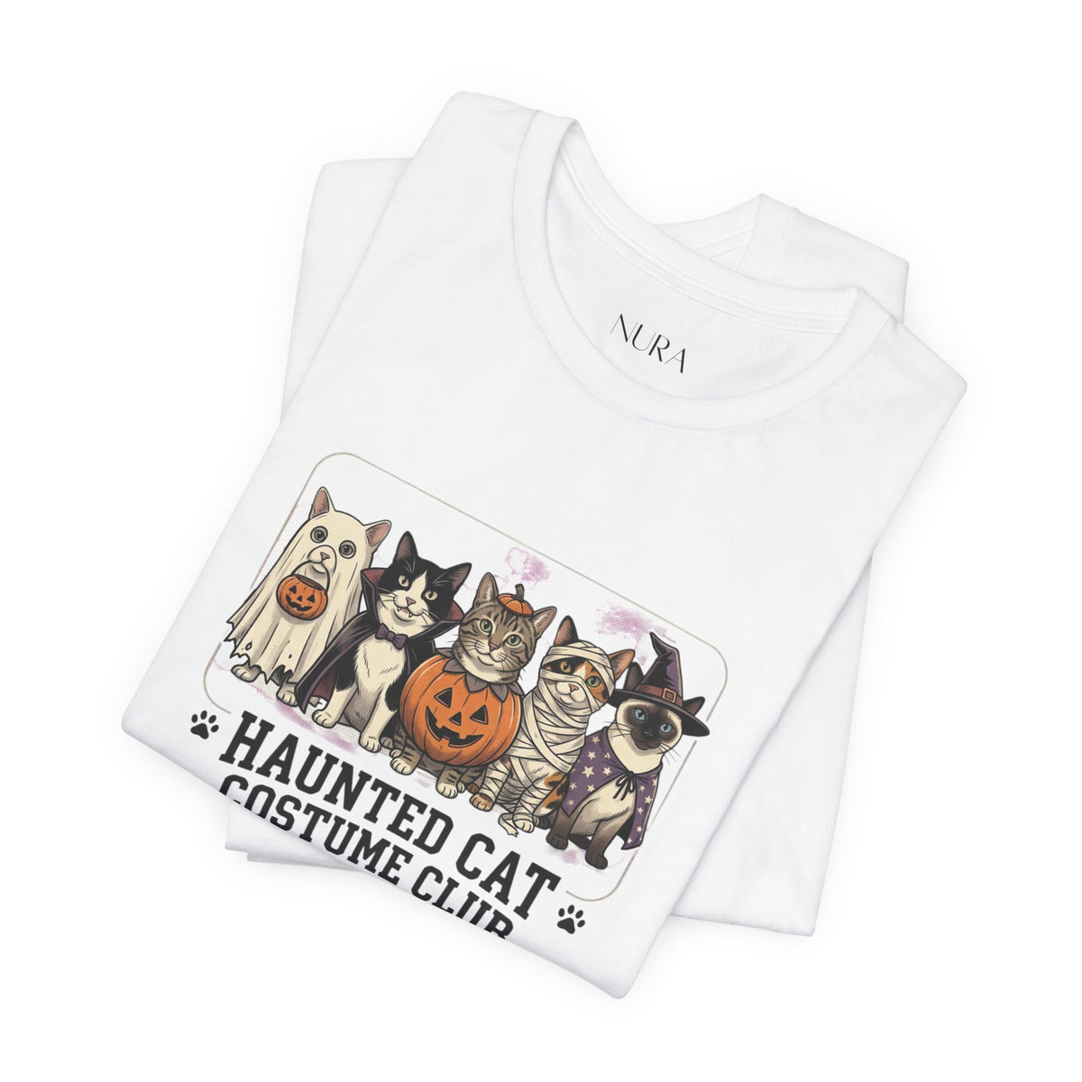 Haunted Cat Vintage Tee | Halloween Cat Shirt