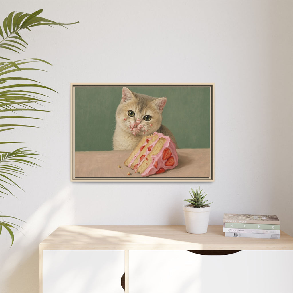 Matte Canvas, Framed | Who ate the cake?