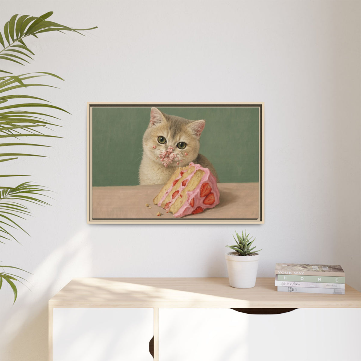 Matte Canvas, Framed | Who ate the cake?
