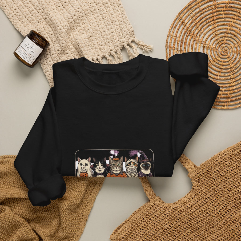 Haunted Cat Costume Club Crewneck | Halloween Pet Cat Graphic