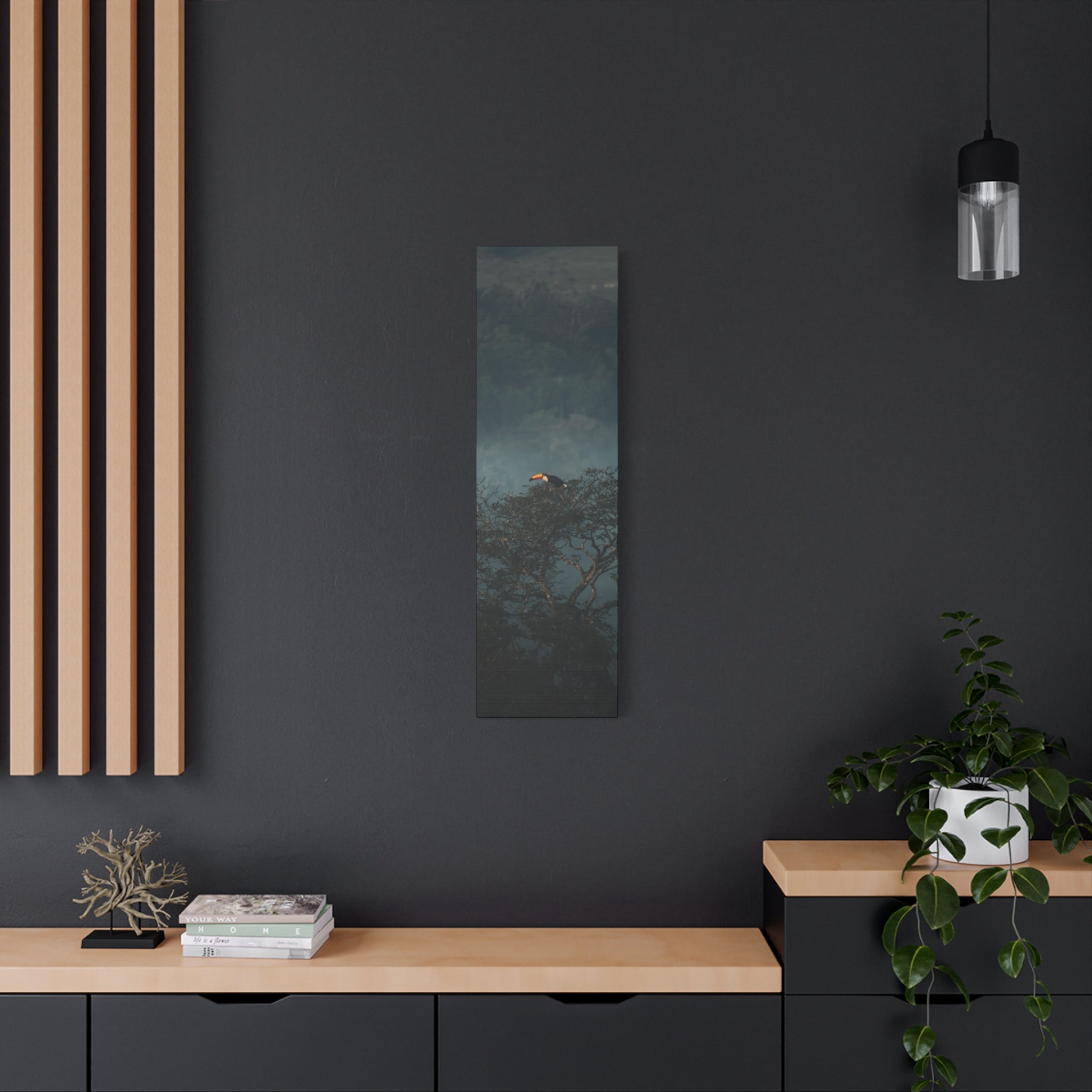Toucan in Misty Jungle Canvas Print — Tropical Wildlife Wall Art