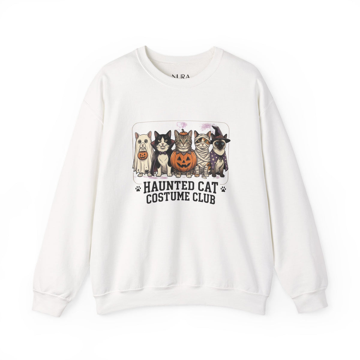 Haunted Cat Costume Club Crewneck | Halloween Pet Cat Graphic