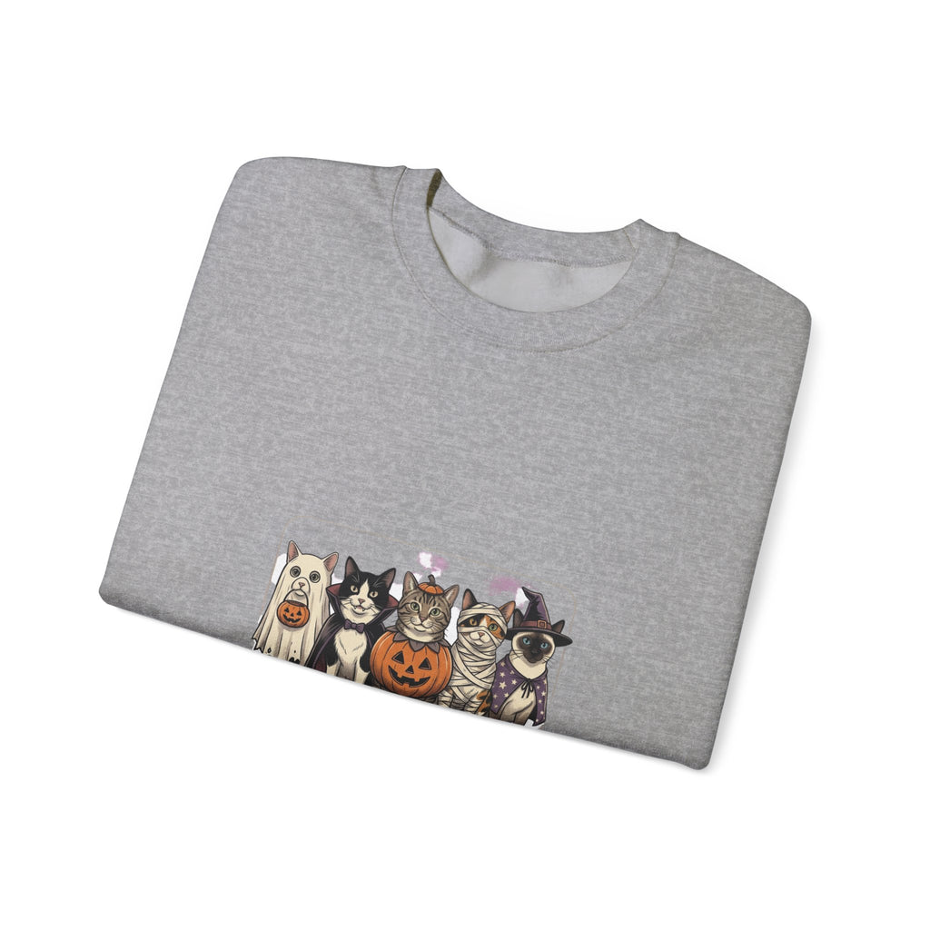 Haunted Cat Costume Club Crewneck | Halloween Pet Cat Graphic