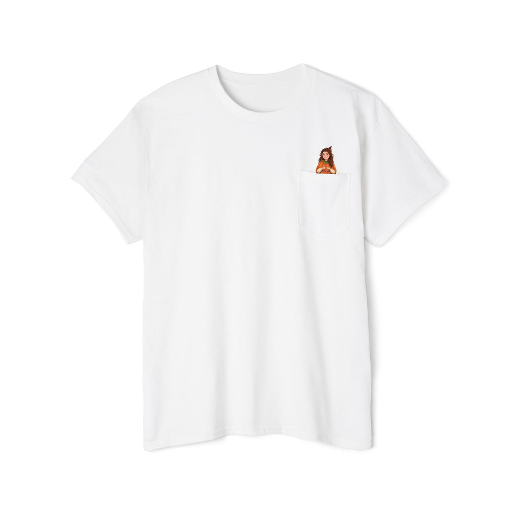Cute Custom Halloween Pocket Tee, Personalized Cartoon Photo Shirt (Pet, Family)