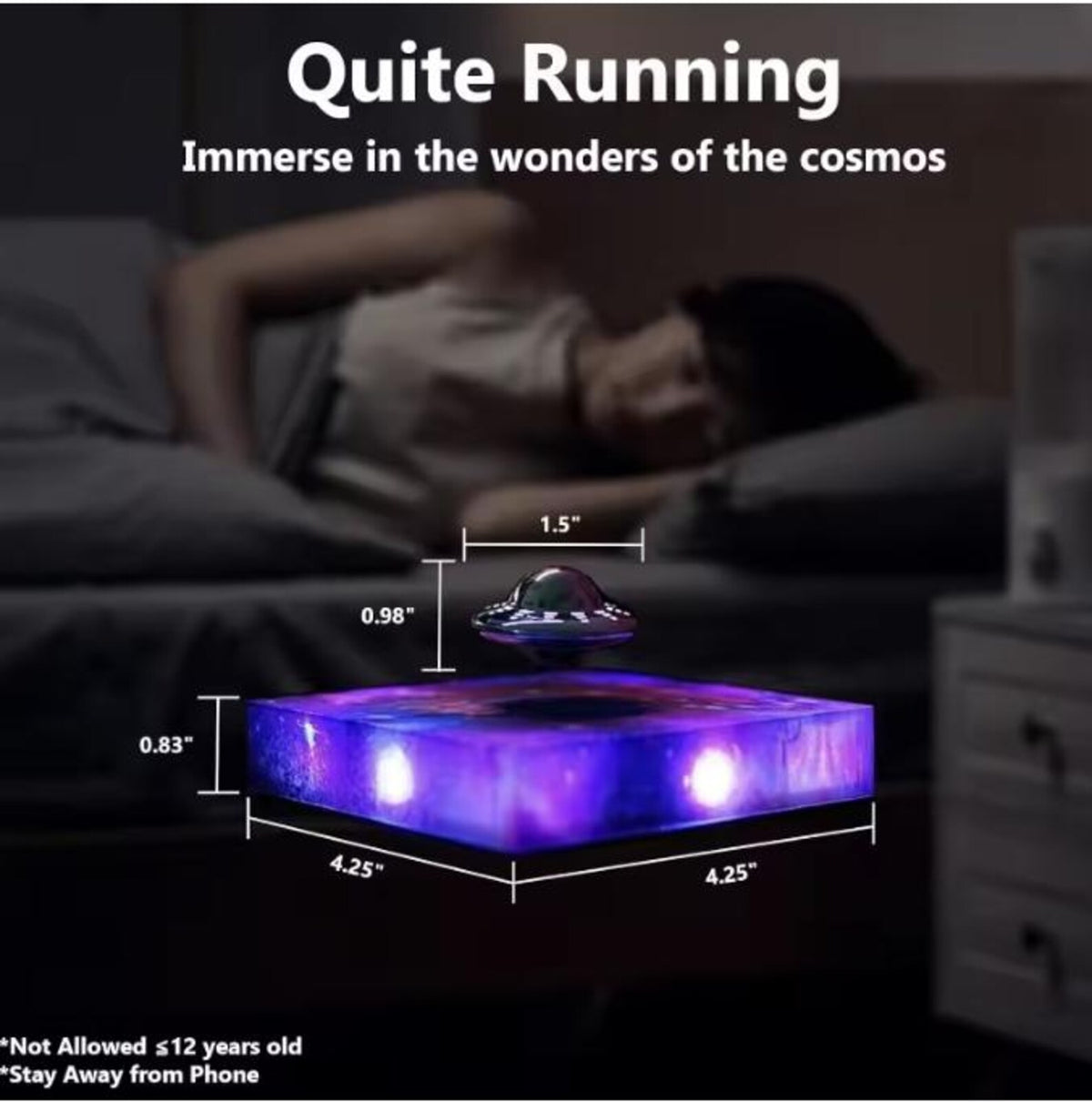 Levitating UFO Night Light, Floating Magnetic Lamp with Galaxy Glow Base, Rotating Desk Decor, Unique Gift for Him or Her
