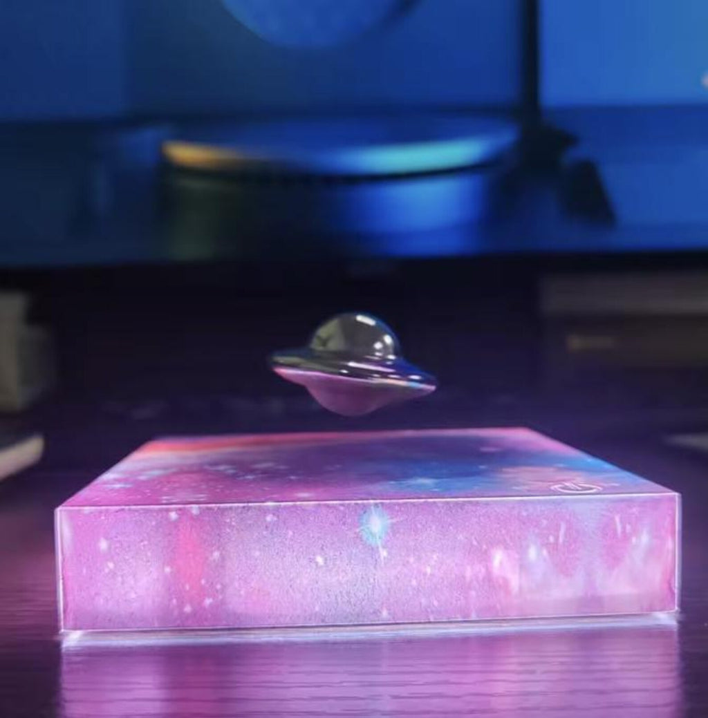Levitating UFO Night Light, Floating Magnetic Lamp with Galaxy Glow Base, Rotating Desk Decor, Unique Gift for Him or Her
