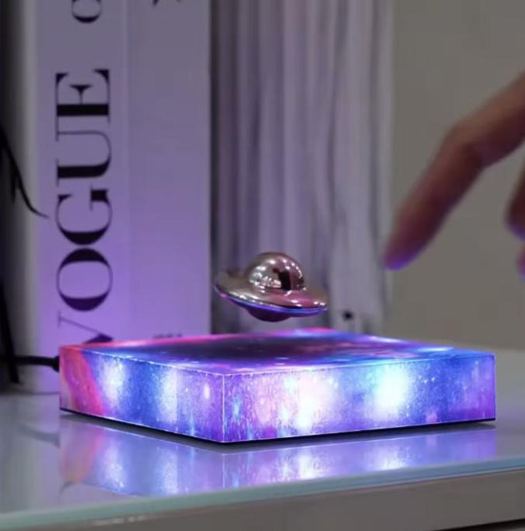 Levitating UFO Night Light, Floating Magnetic Lamp with Galaxy Glow Base, Rotating Desk Decor, Unique Gift for Him or Her