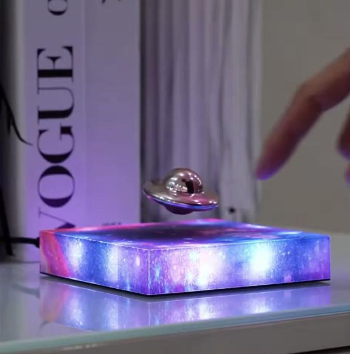 Levitating UFO Night Light, Floating Magnetic Lamp with Galaxy Glow Base, Rotating Desk Decor, Unique Gift for Him or Her