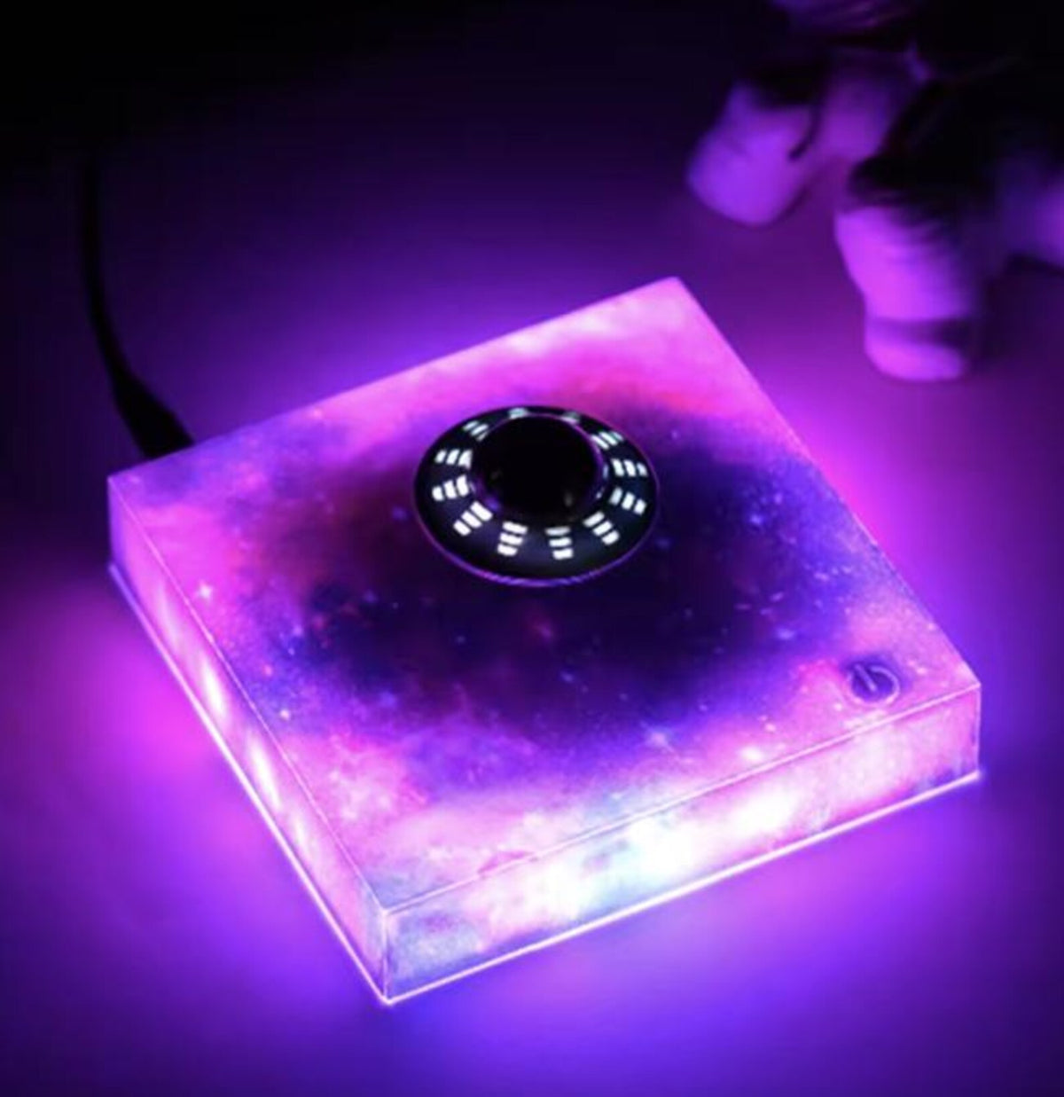 Levitating UFO Night Light, Floating Magnetic Lamp with Galaxy Glow Base, Rotating Desk Decor, Unique Gift for Him or Her